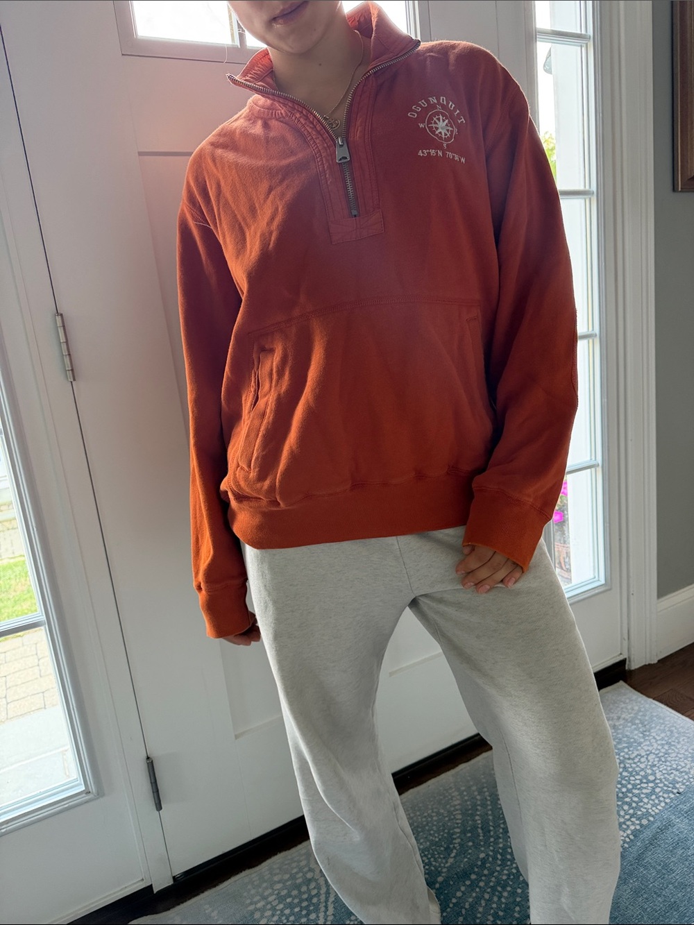 Style Inspiration Womens Size Small Orange Ogunquit Maine Quarter Zip - Picture 4 of 4